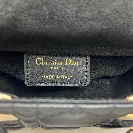DIOR 26S LADY D-JOY MICRO BAG 16 IN BLACK CALFSKIN GOLD HARDWARE