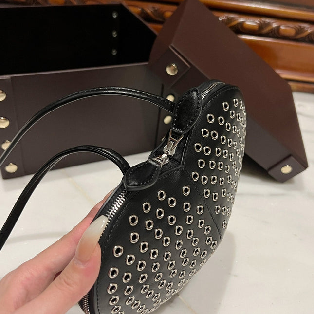 LE COEUR BAG 21 IN BLACK STUDDED CALFSKIN
