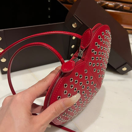 LE COEUR BAG 21 IN RED STUDDED CALFSKIN