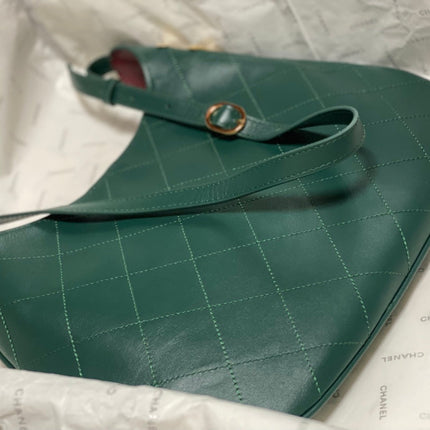 CHANEL 26S HOBO BAG 28 IN DARK GREEN QUILTED CALFSKIN