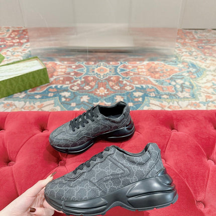 GG RHYTON TRAINER CHARCOAL CALFSKIN