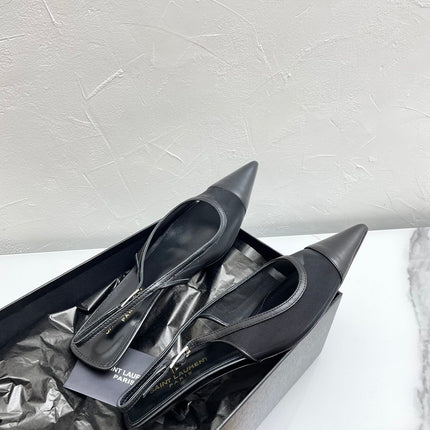 OXALIS SLINGBACK PUMPS 30 IN MESH BLACK LEATHER