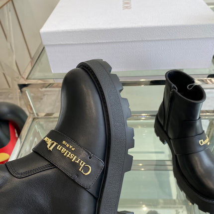 DIOR 25S D-QUEST ANKLE BOOT 35MM IN BLACK CALFSKIN