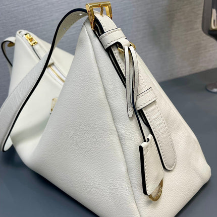 LARGE HOBO BAG 39 IN WHITE SOFT LAMBSKIN