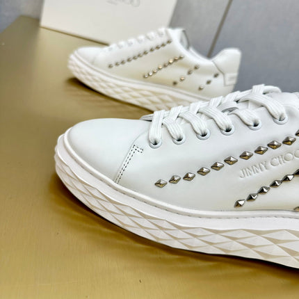 JIMMY CHOO 26S SNEAKERS IN WHITE LEATHER WITH METAL STUDS