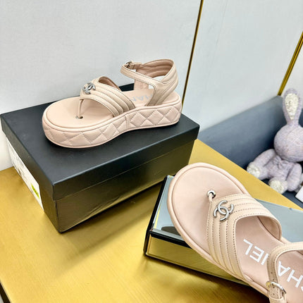 GROSGRAIN SANDAL IN NUDE BEIGE LAMBSKIN