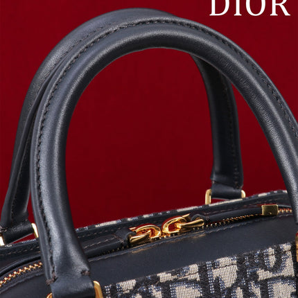 MONTAIGNE MINI DOCTOR BAG 20 IN BLACK MONOGRAM OBLIQUE JACQUARD MIX CALFSKIN