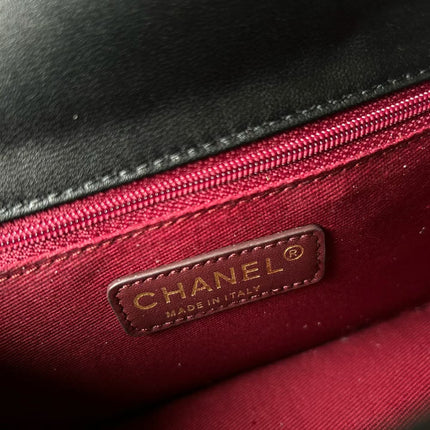CHANEL 26S FLAP BAG 22 IN BLACK QUILTED LAMBSKIN