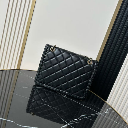 CHANEL 26S FLAP BAG 22 IN BLACK QUILTED LAMBSKIN