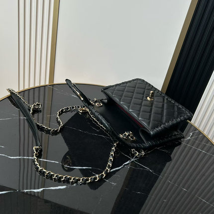 CHANEL 26S FLAP BAG 22 IN BLACK QUILTED LAMBSKIN