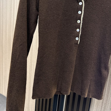 CELINE 26S TRIM HENLEY KNIT TOP 737