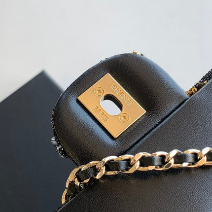 CHANEL 26S CLASSIC FLAP BAG 21 IN BROWN AND BLACK SEQUINS