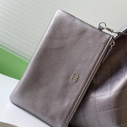 CHANEL 25S HOBO BAG 40 IN LILAC SILVER METALLIC CAVIAR