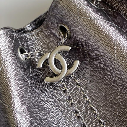 CHANEL 25S HOBO BAG 40 IN LILAC SILVER METALLIC CAVIAR