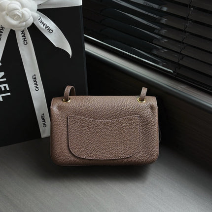 CHANEL 26S CLASSIC MINI FLAP BAG 20 IN COFFEE BROWN CAVIAR LEATHER