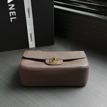 CHANEL 26S CLASSIC MINI FLAP BAG 20 IN COFFEE BROWN CAVIAR LEATHER