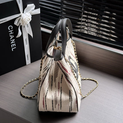 CHANEL 26S SHOPPING TOTE 36 IN BEIGE TWEED