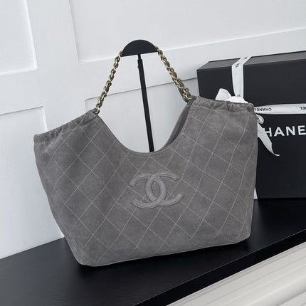 CHANEL 26S SHOPPING TOTE BAG 45 IN GREY QUILTED SUEDE