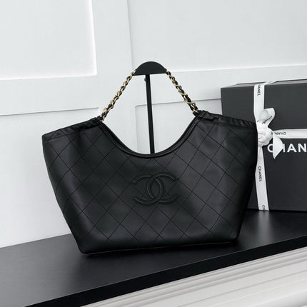 CHANEL 26S SHOPPING TOTE BAG 45 IN BLACK QUILTED CALFSKIN