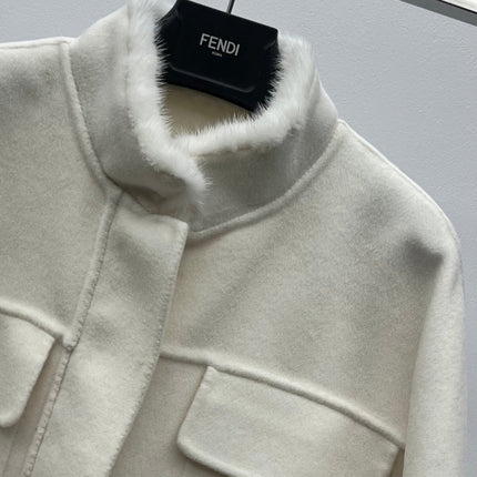 FENDI 26S FUR-COLLAR CAPE COAT 536