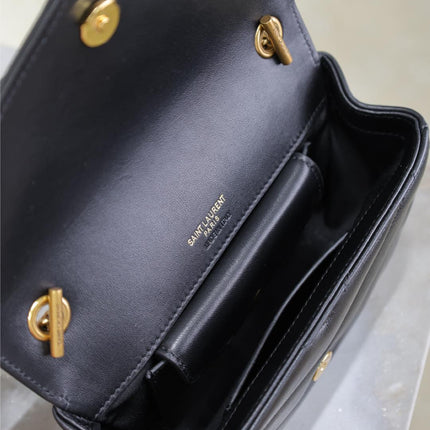 LOULOU MINI 20 IN BLACK SHEEPSKIN GOLD HARDWARE