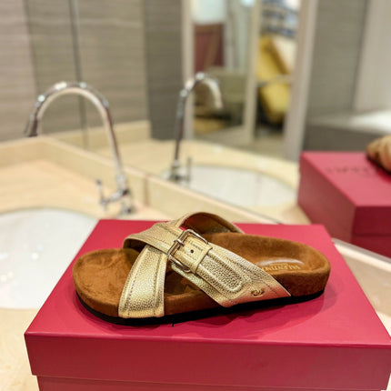 CROSSOVER - STRAP GOLD CALFSKIN SLIDE