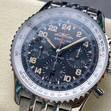 NAVITIMER B01 CHRONOGRAPH 43 ALL STEEL BLACK MIX WHITE DIAL