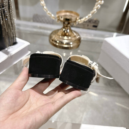 DIOR 26S LOW HEEL MULES 35MM IN BLACK SUEDE WITH EMBROIDERED STRAP