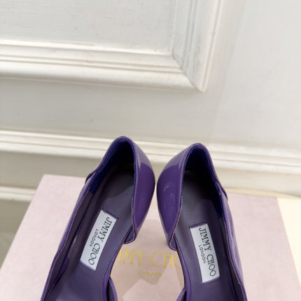 JIMMY CHOO 26S HIGH HEELS 100 MM IN PURPLE SHINY CALFSKIN