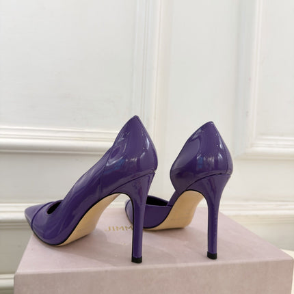 JIMMY CHOO 26S HIGH HEELS 100 MM IN PURPLE SHINY CALFSKIN