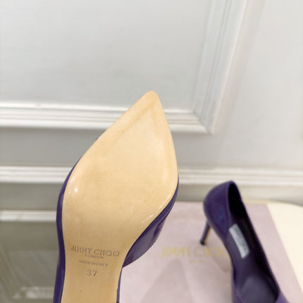 JIMMY CHOO 26S HIGH HEELS 100 MM IN PURPLE SHINY CALFSKIN