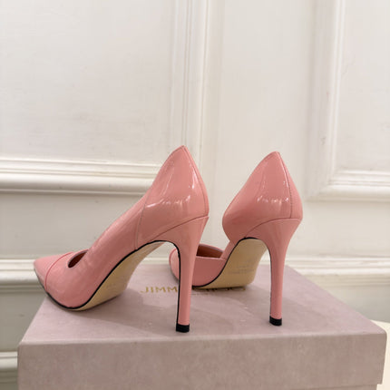 JIMMY CHOO 26S HIGH HEELS 100 MM IN LIGHT PINK SHINY CALFSKIN