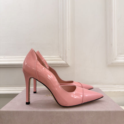 JIMMY CHOO 26S HIGH HEELS 100 MM IN LIGHT PINK SHINY CALFSKIN
