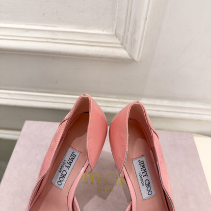 JIMMY CHOO 26S HIGH HEELS 100 MM IN LIGHT PINK SHINY CALFSKIN