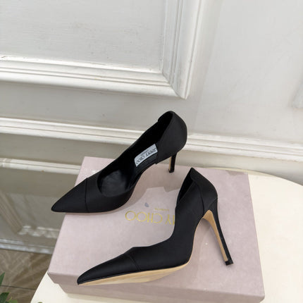 JIMMY CHOO 26S HIGH HEELS 105 MM IN BLACK SATIN