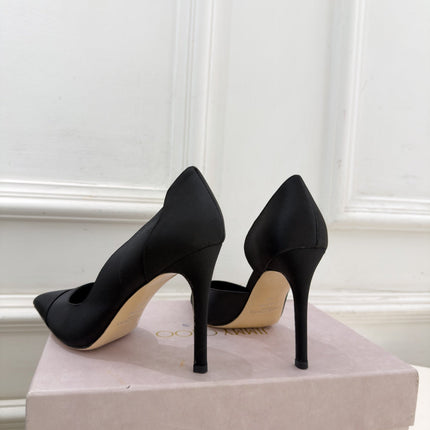JIMMY CHOO 26S HIGH HEELS 105 MM IN BLACK SATIN