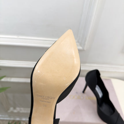JIMMY CHOO 26S HIGH HEELS 105 MM IN BLACK SATIN