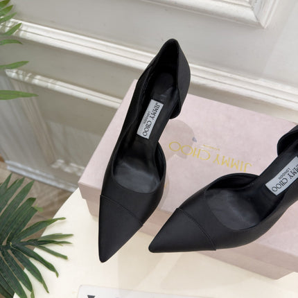 JIMMY CHOO 26S HIGH HEELS 105 MM IN BLACK SATIN