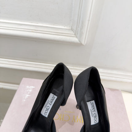JIMMY CHOO 26S HIGH HEELS 105 MM IN BLACK SATIN