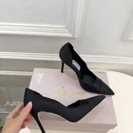 JIMMY CHOO 26S HIGH HEELS 105 MM IN BLACK SATIN