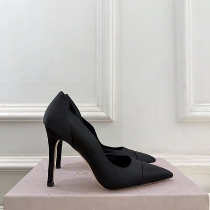 JIMMY CHOO 26S HIGH HEELS 105 MM IN BLACK SATIN