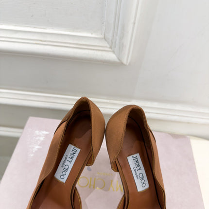 JIMMY CHOO 26S HIGH HEELS 105 MM IN BROWN SATIN