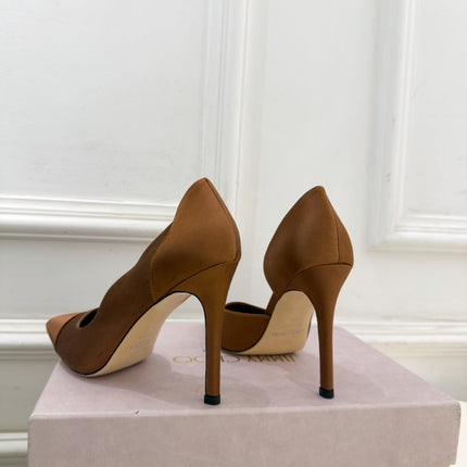 JIMMY CHOO 26S HIGH HEELS 105 MM IN BROWN SATIN