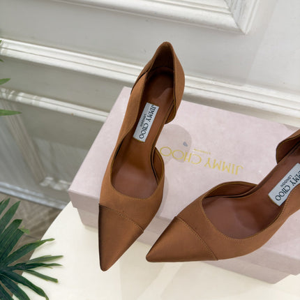 JIMMY CHOO 26S HIGH HEELS 105 MM IN BROWN SATIN
