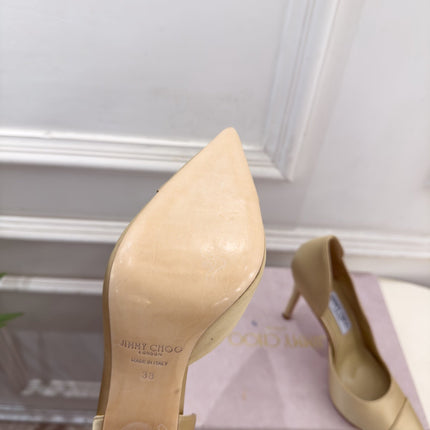 JIMMY CHOO 26S HIGH HEELS 105 MM IN BEIGE SATIN