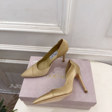 JIMMY CHOO 26S HIGH HEELS 105 MM IN BEIGE SATIN