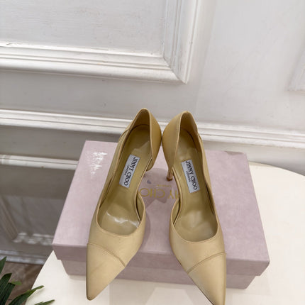 JIMMY CHOO 26S HIGH HEELS 105 MM IN BEIGE SATIN