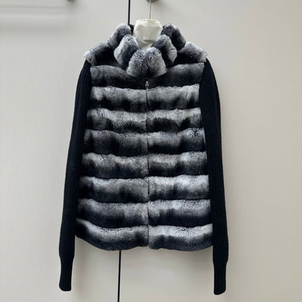 FENDI 26S FUR JACKET WITH KNIT SLEEVES 475
