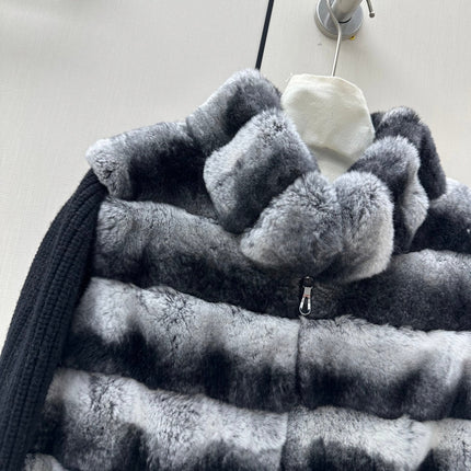 FENDI 26S FUR JACKET WITH KNIT SLEEVES 475