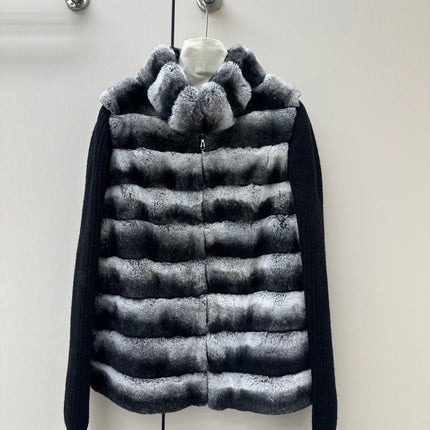 FENDI 26S FUR JACKET WITH KNIT SLEEVES 475
